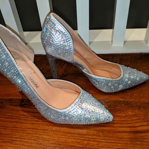 NWT Silver Rhinestone High Heels 6.5